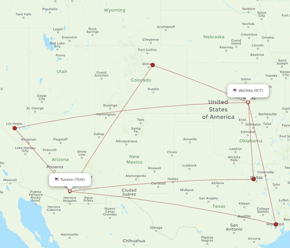 TUS-ICT flight routes