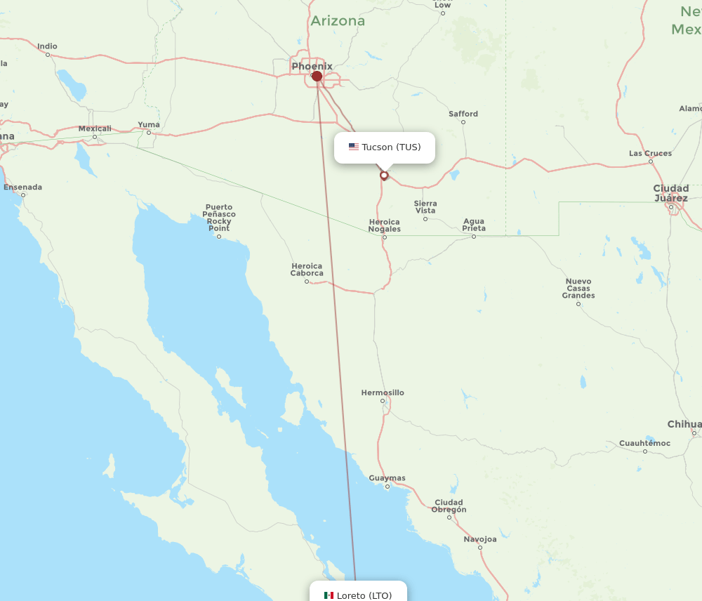 TUS-LTO flight routes