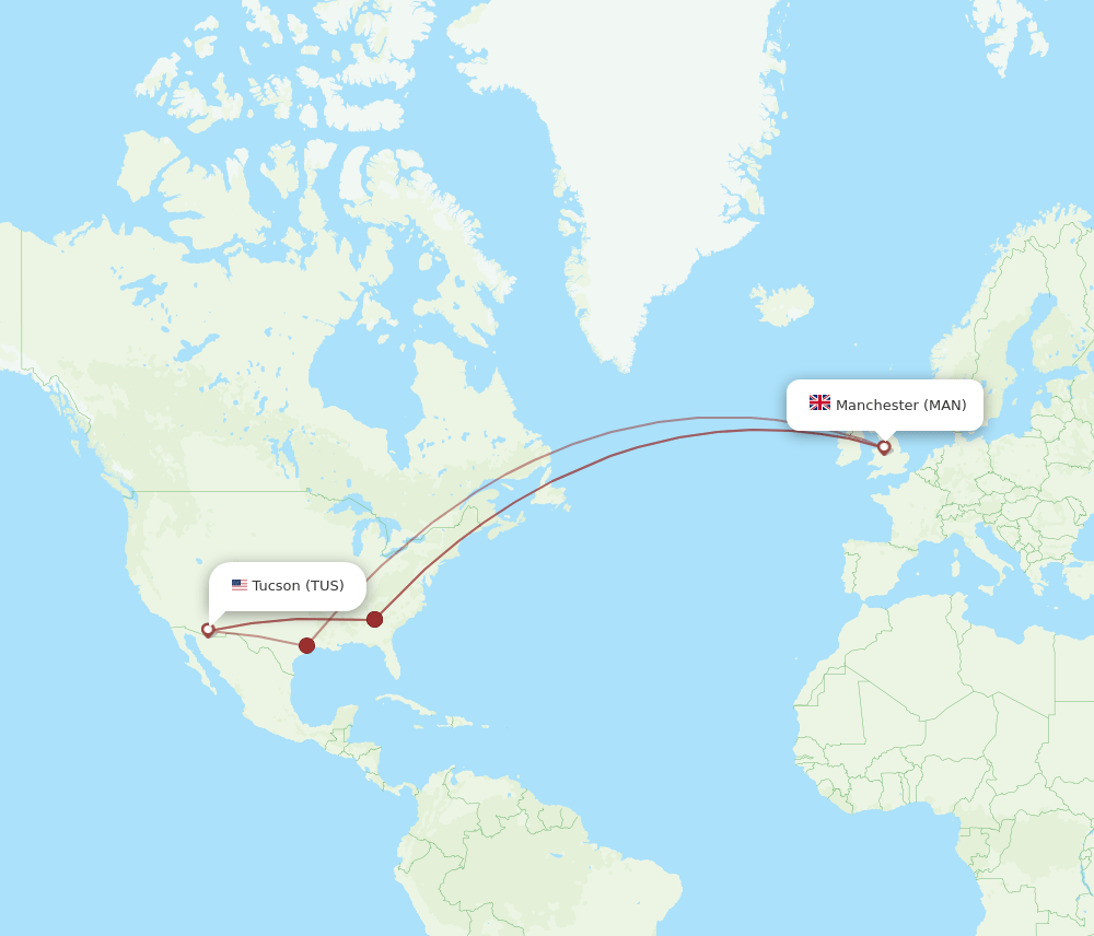 TUS-MAN flight routes