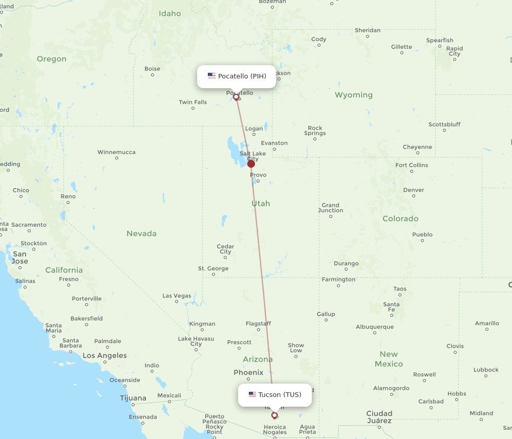 TUS-PIH flight routes