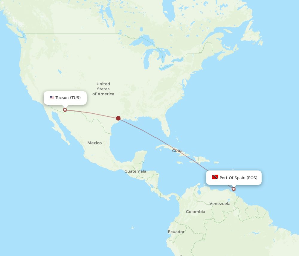TUS-POS flight routes