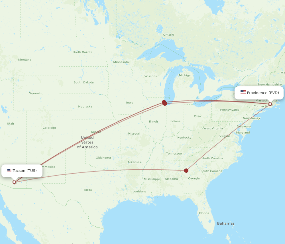 TUS-PVD flight routes