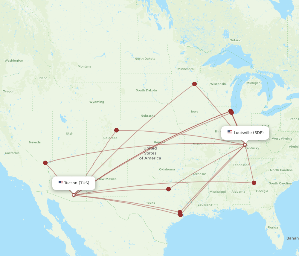 TUS-SDF flight routes