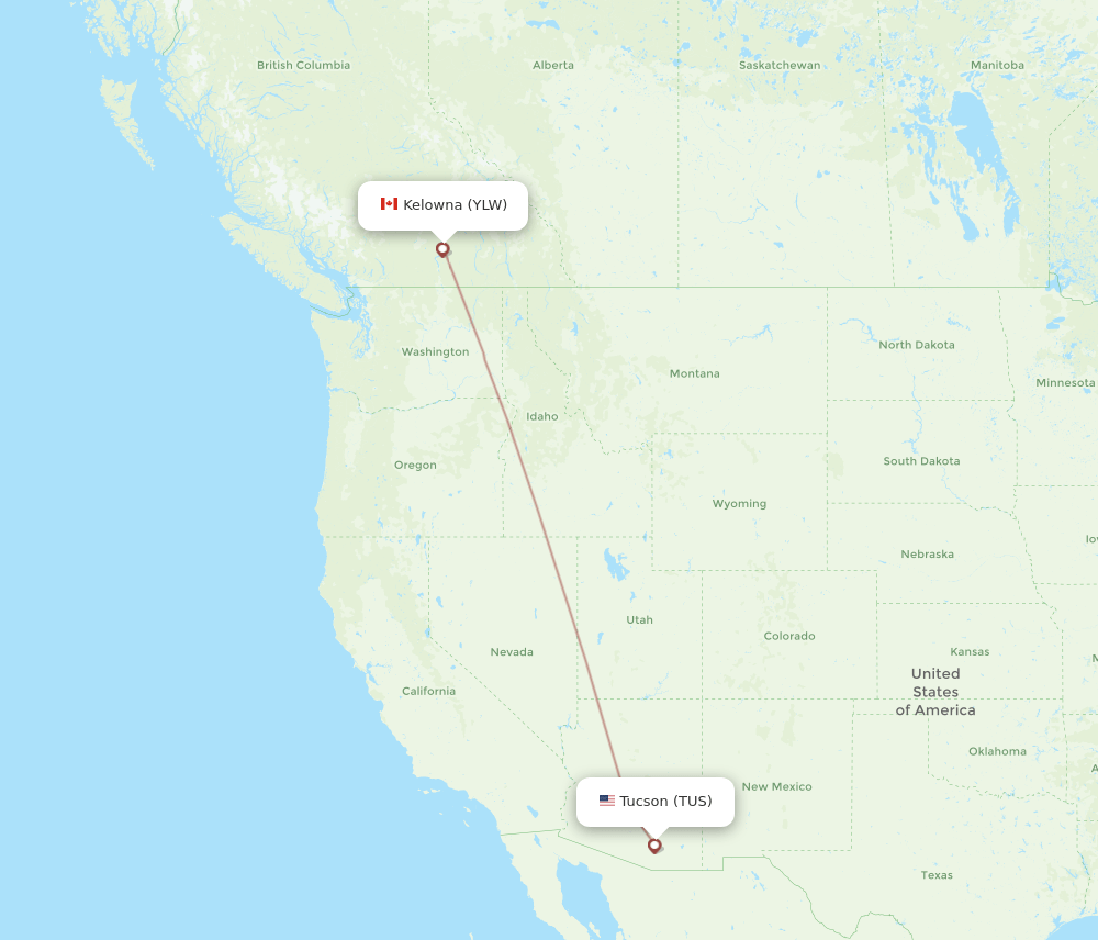 TUS-YLW flight routes