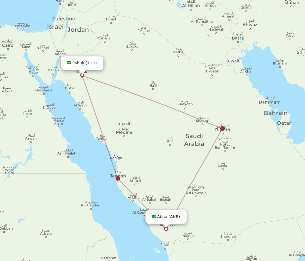 TUU-AHB flight routes