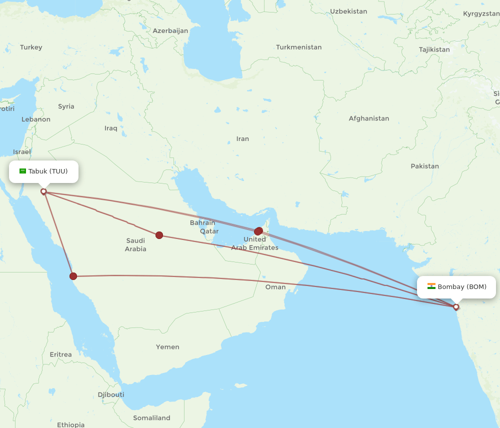 TUU-BOM flight routes