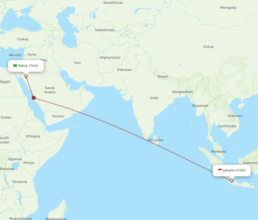 TUU-CGK flight routes