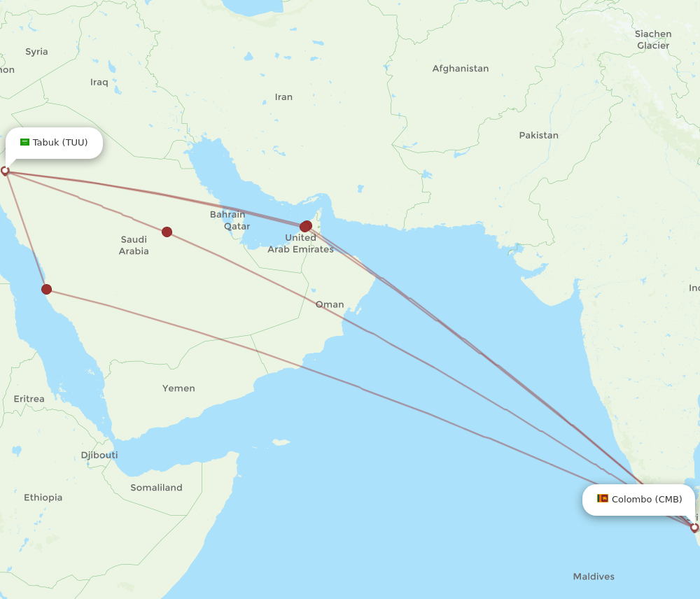 TUU-CMB flight routes