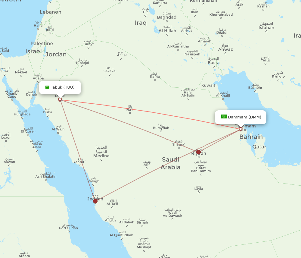 TUU-DMM flight routes