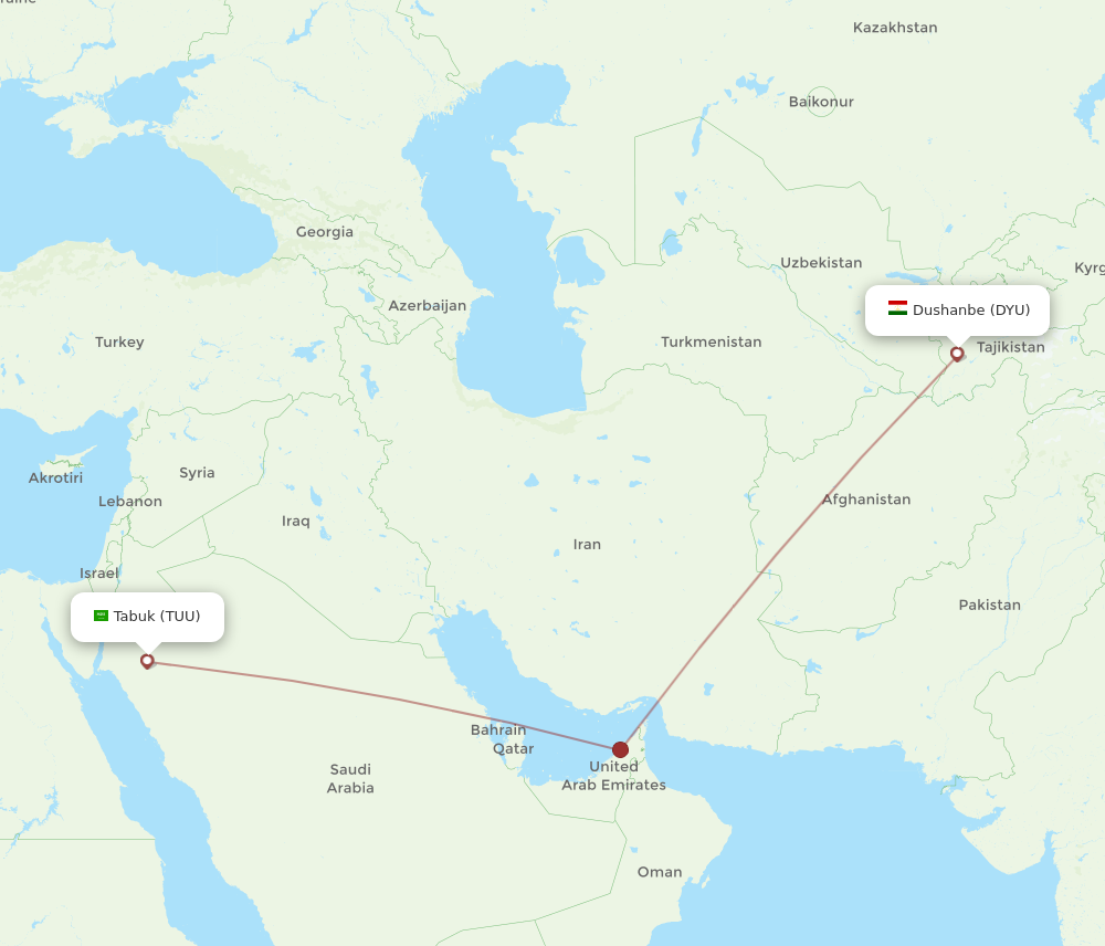 DYU to TUU flights and routes map