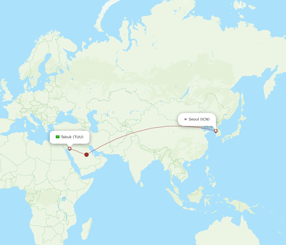 TUU-ICN flight routes