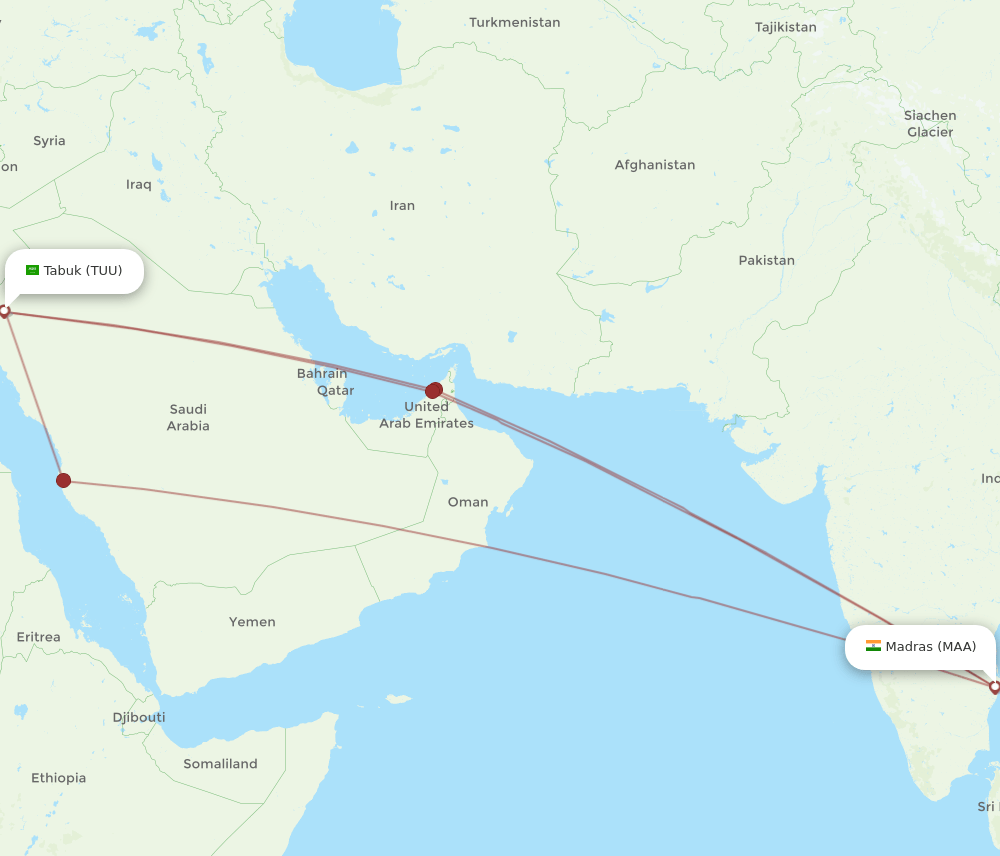 TUU-MAA flight routes