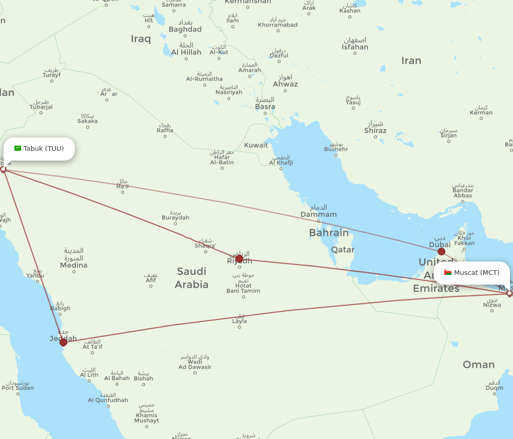 TUU-MCT flight routes