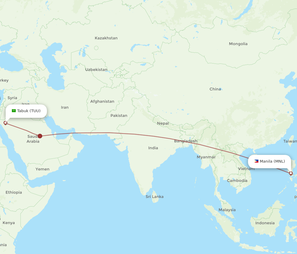 TUU-MNL flight routes