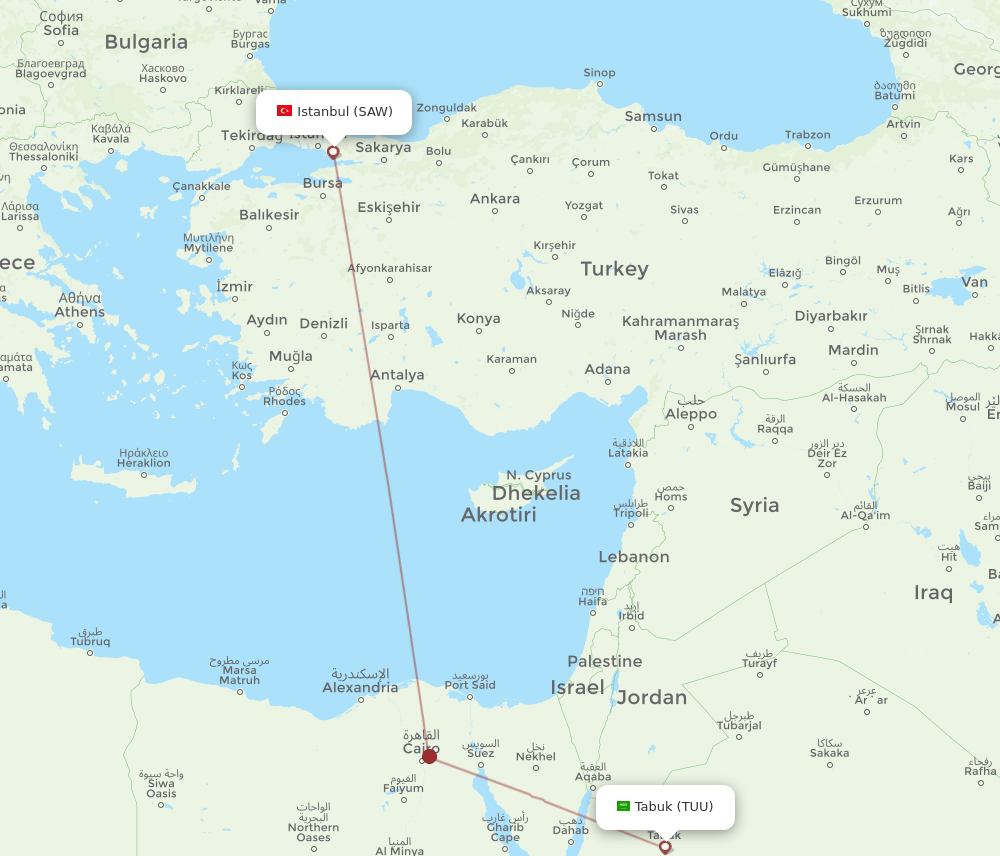 TUU-SAW flight routes