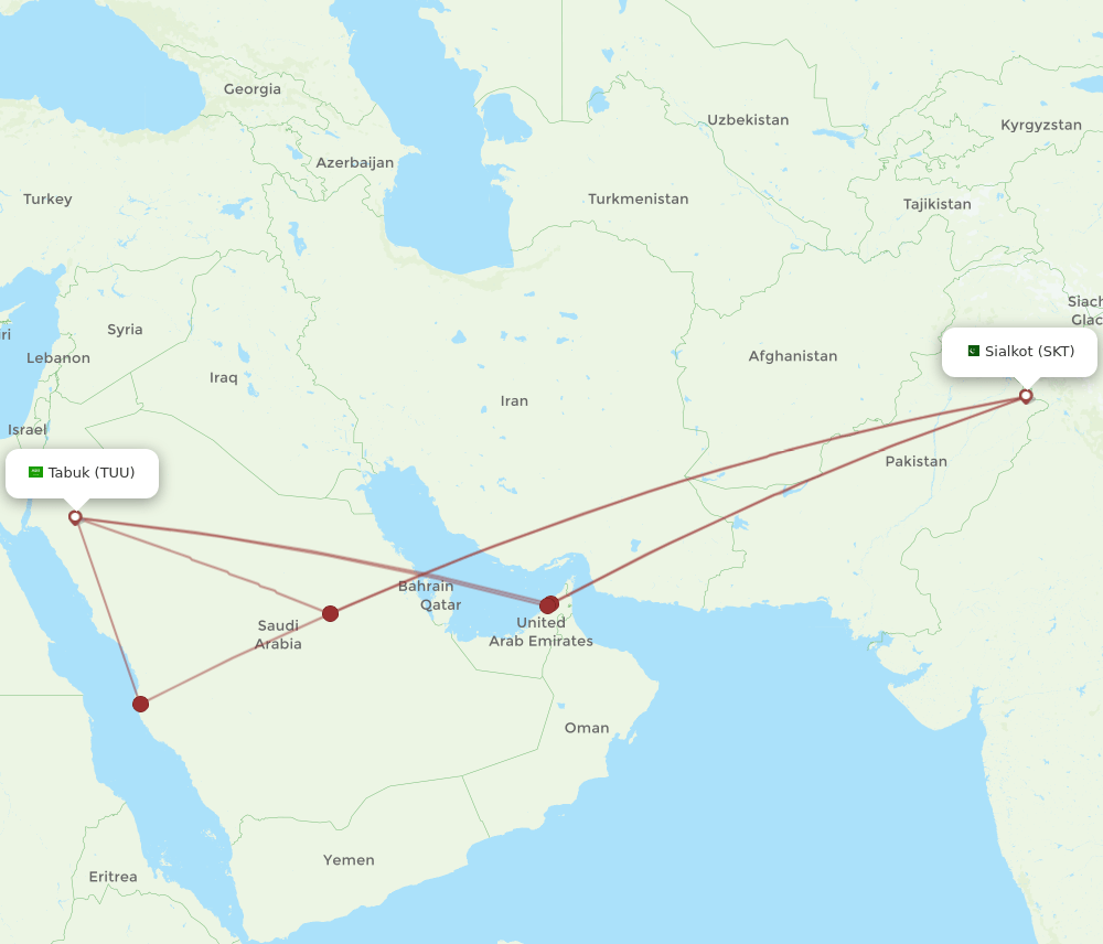 TUU-SKT flight routes