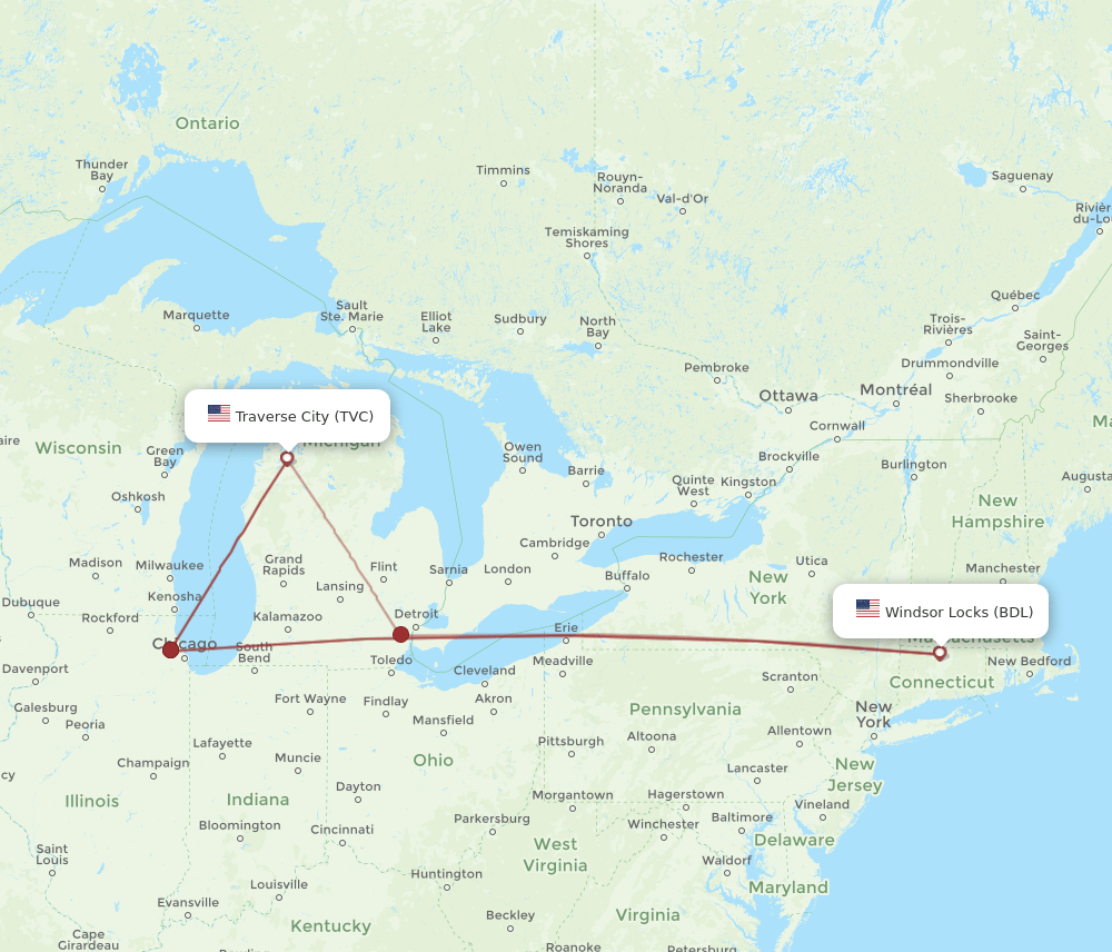 TVC-BDL flight routes