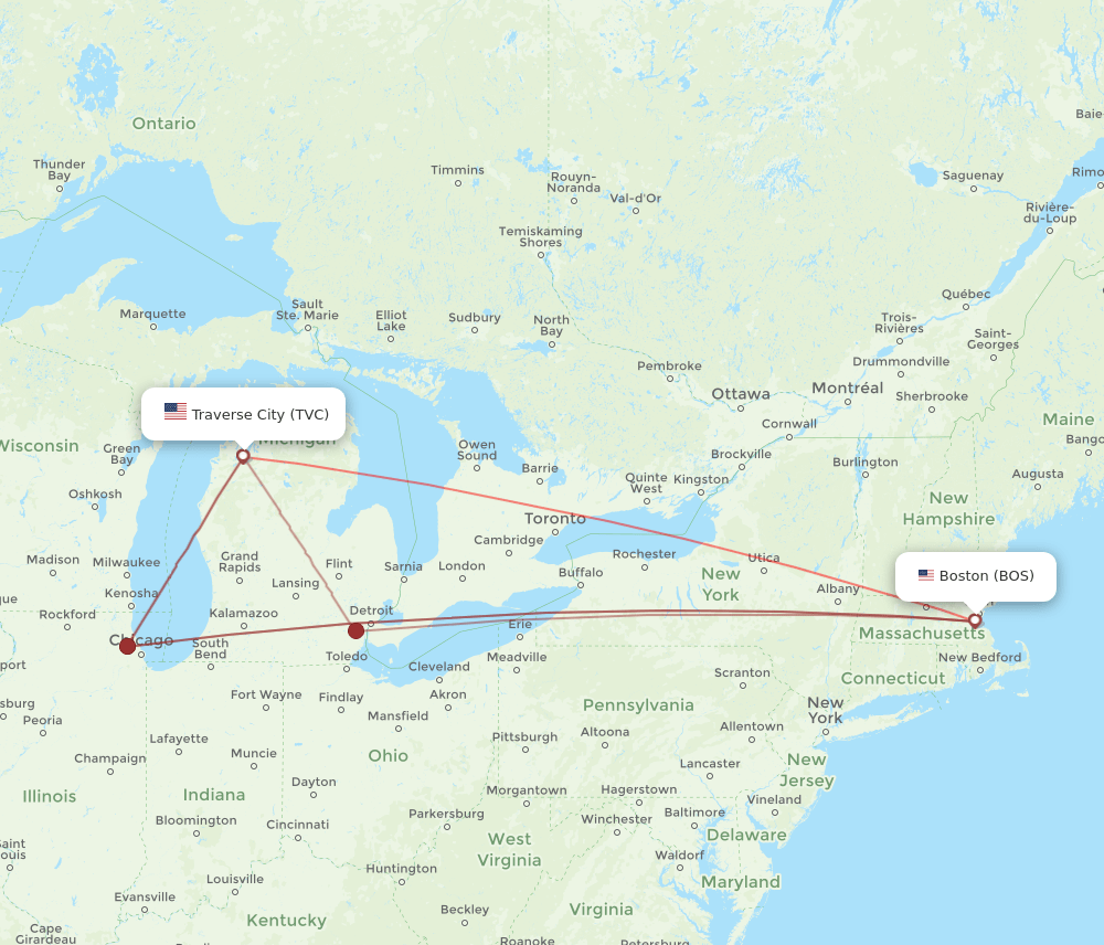 TVC-BOS flight routes