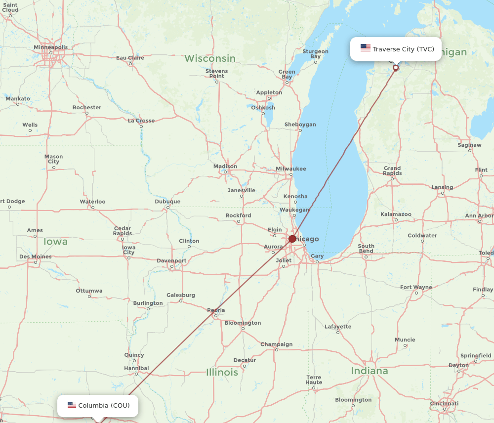 TVC-COU flight routes