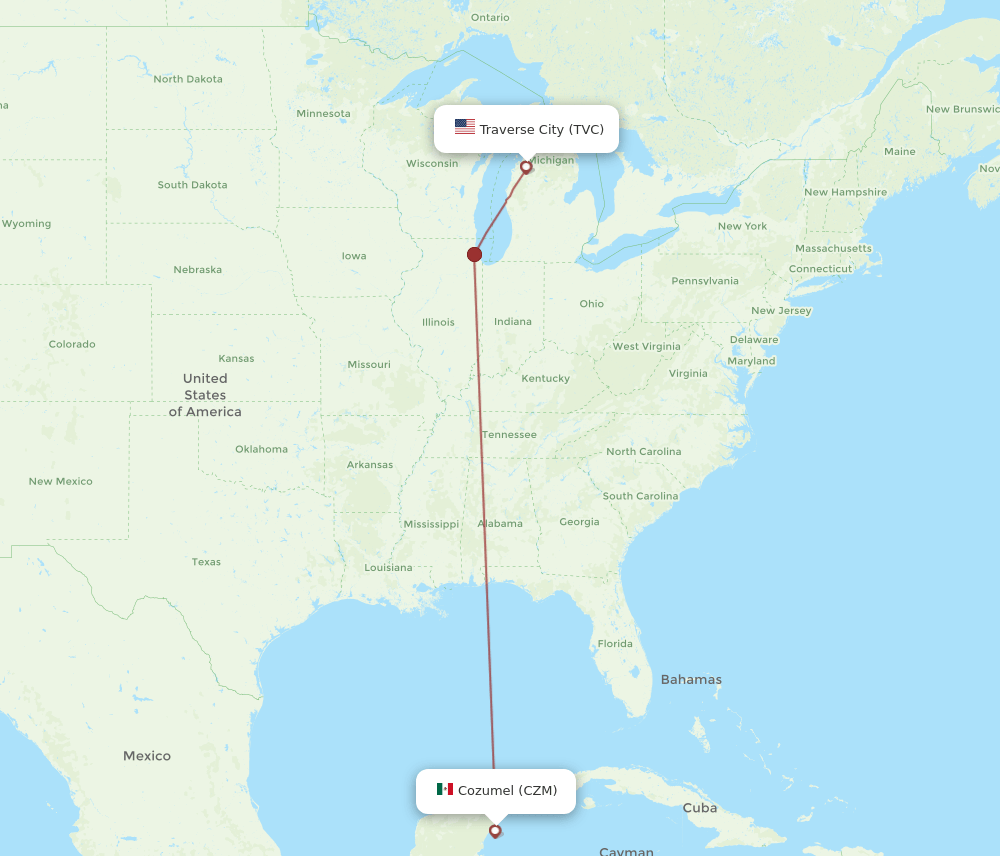 TVC-CZM flight routes