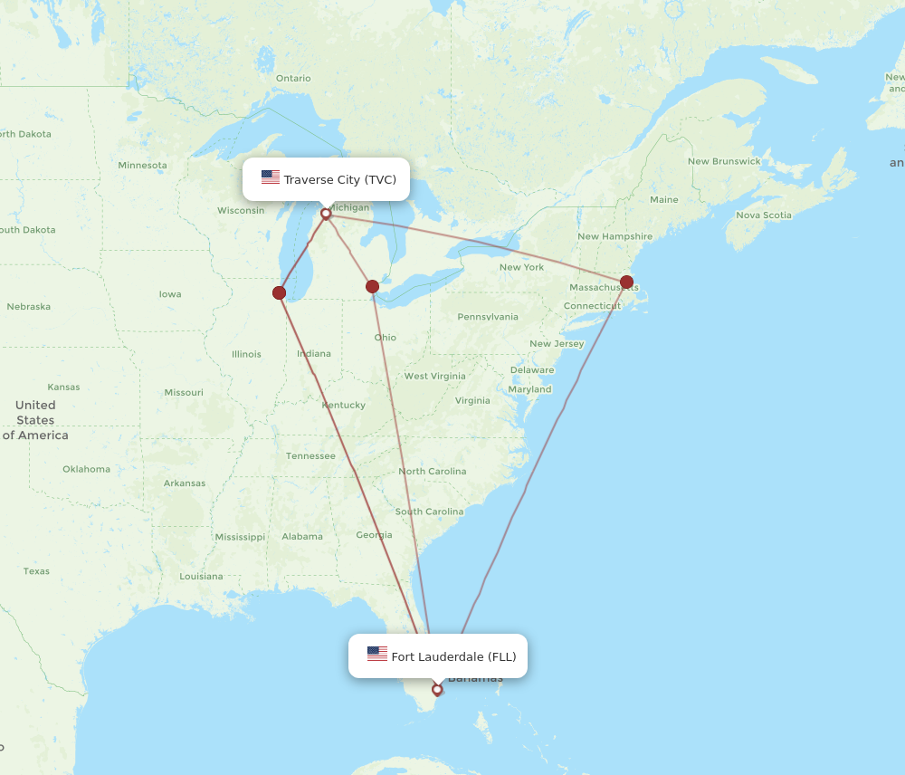TVC to FLL flights and routes map