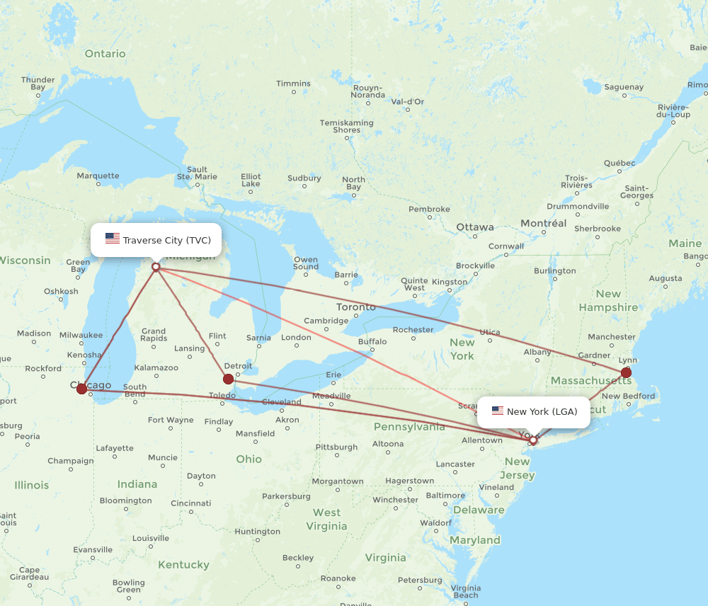 TVC-LGA flight routes