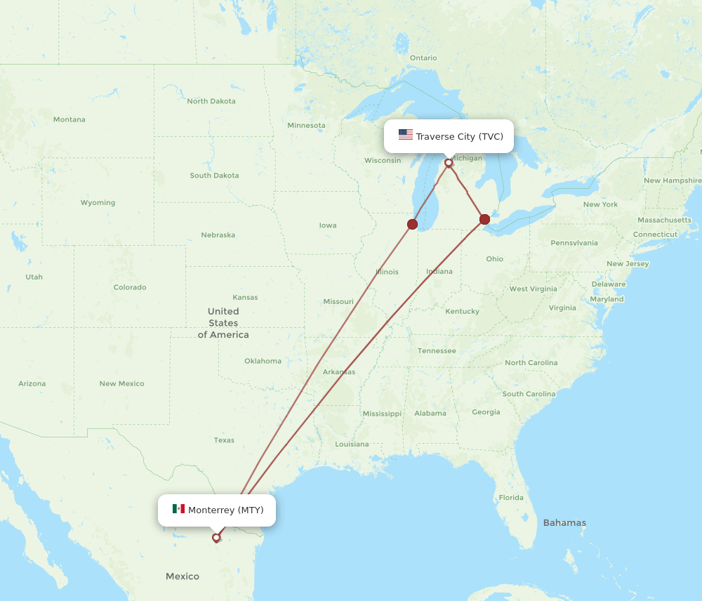 TVC-MTY flight routes
