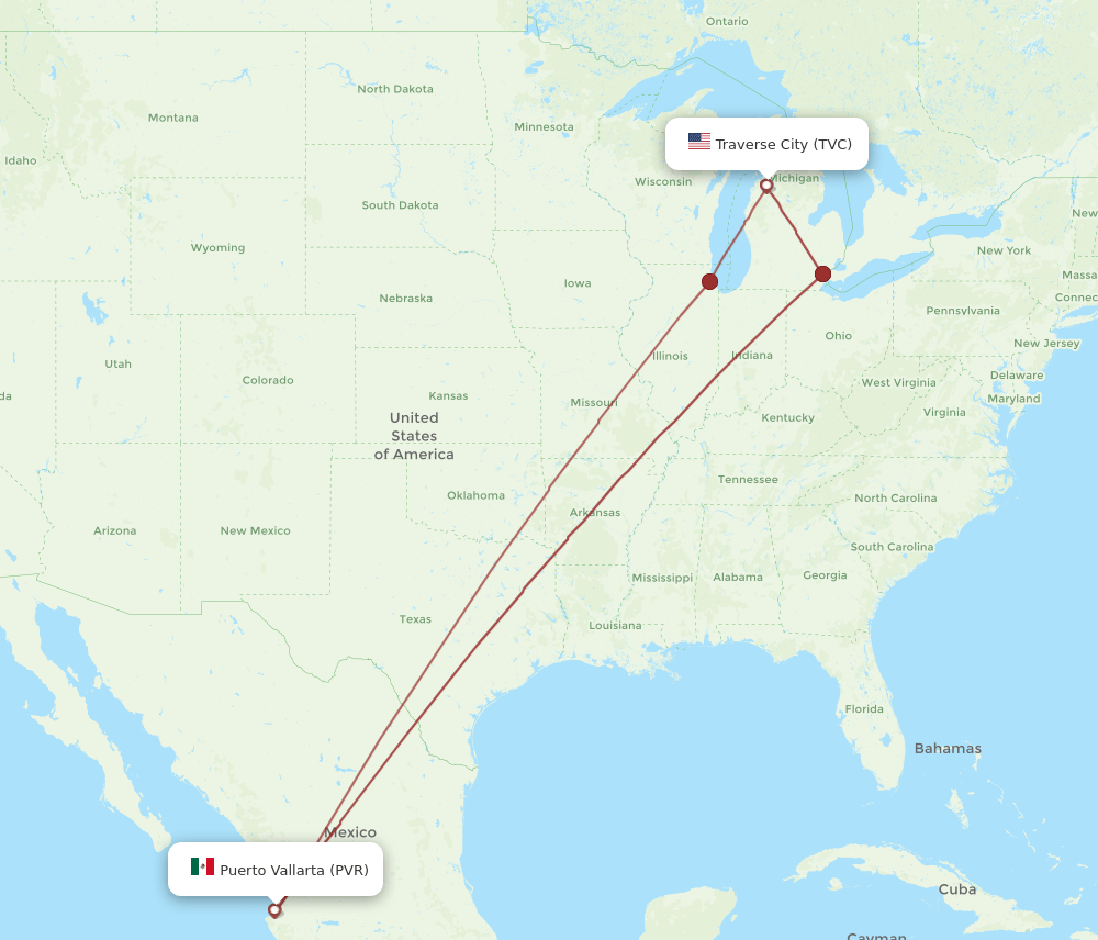TVC-PVR flight routes
