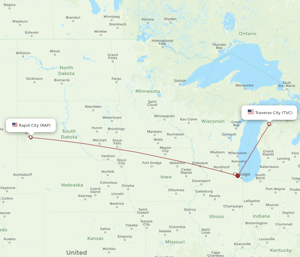 TVC-RAP flight routes