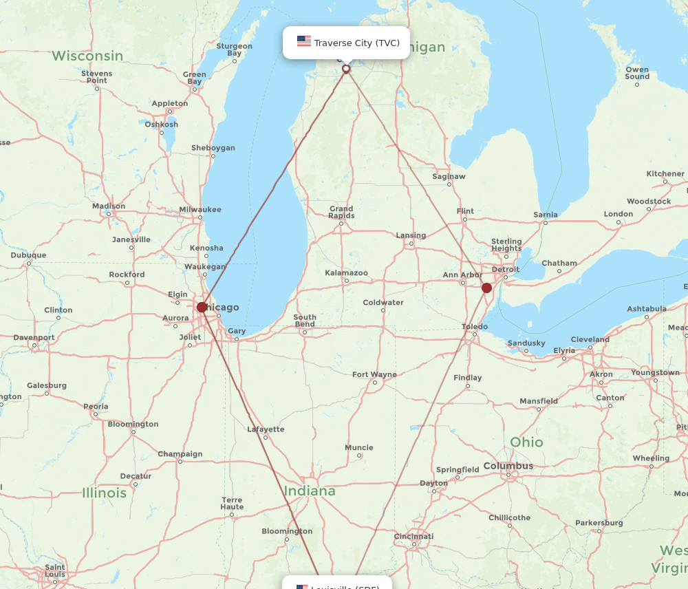 TVC-SDF flight routes