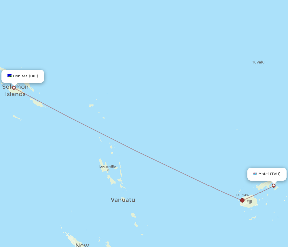 TVU to HIR flights and routes map