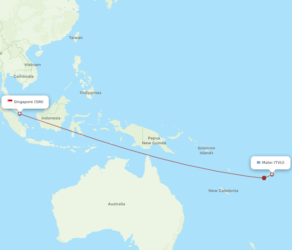 TVU-SIN flight routes