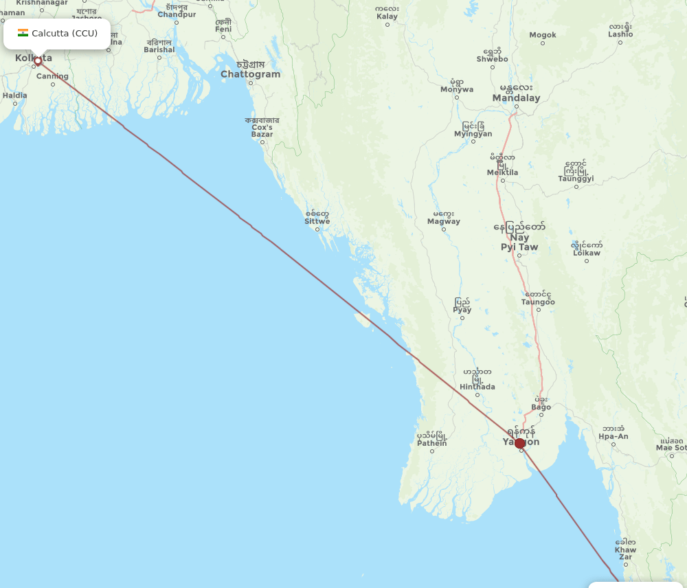 TVY-CCU flight routes