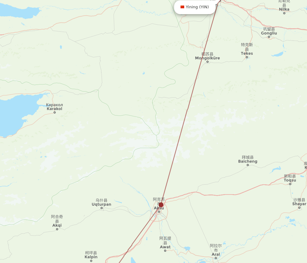 Yining - Tumushuke route map and flight paths