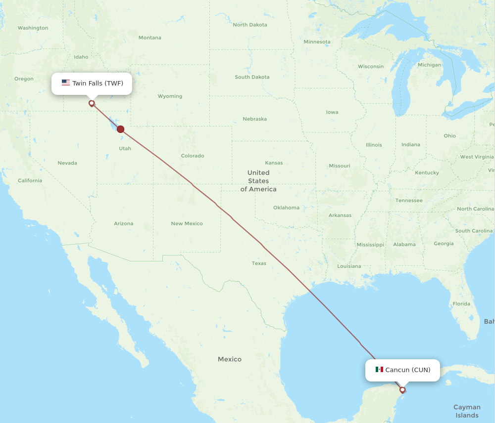 TWF to CUN flights and routes map