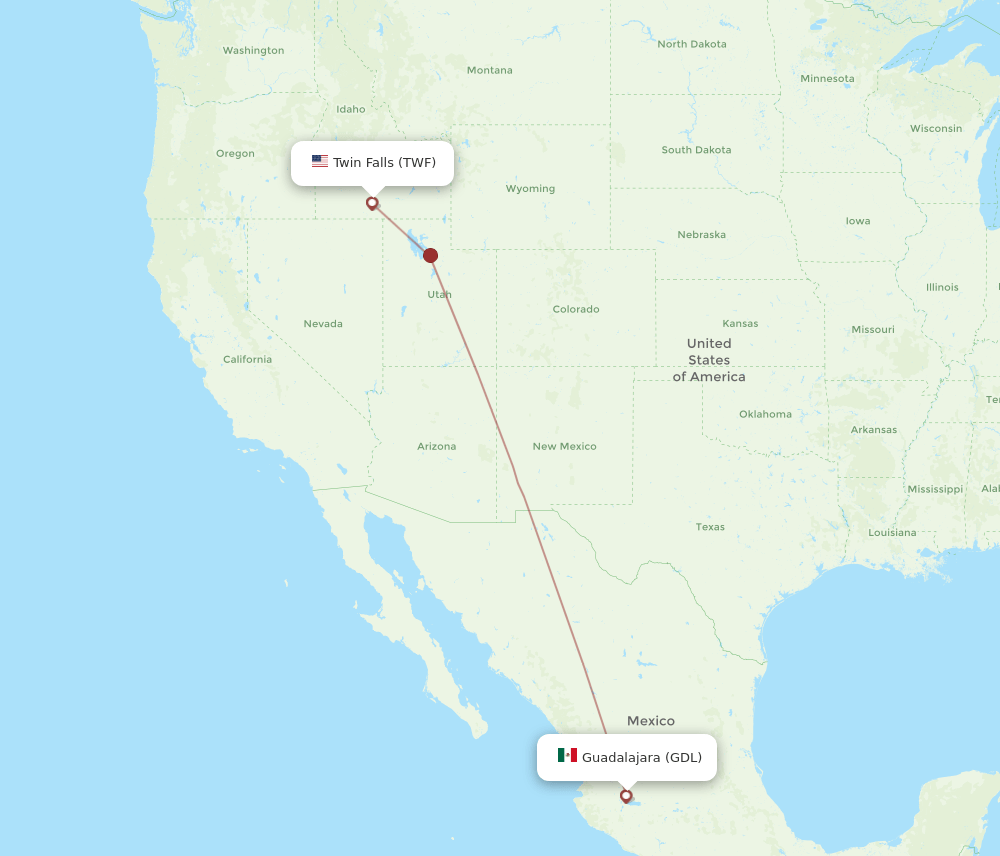 TWF-GDL flight routes