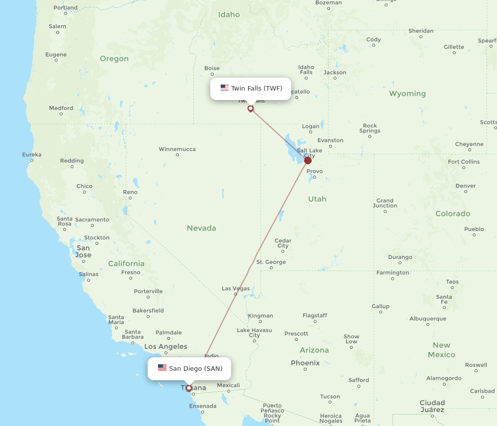 TWF-SAN flight routes
