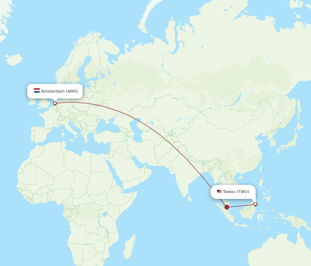TWU to AMS flights and routes map