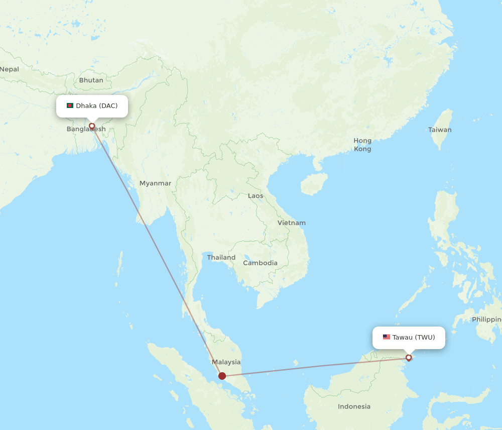 TWU to DAC flights and routes map