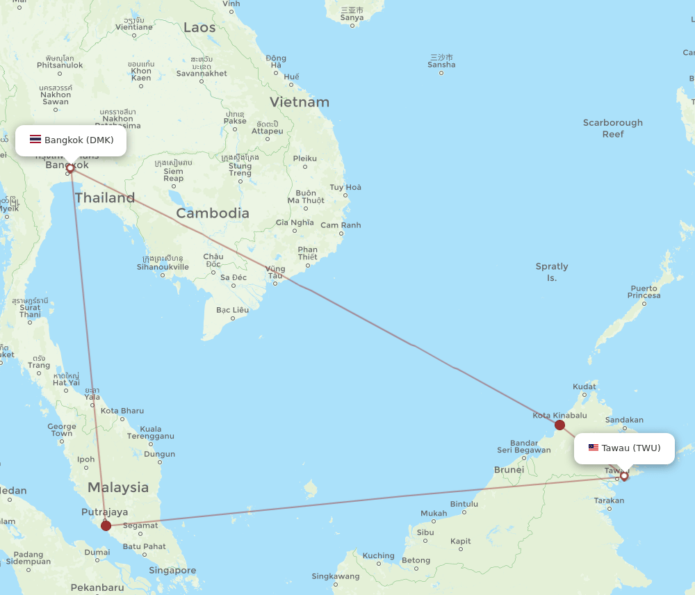 TWU-DMK flight routes