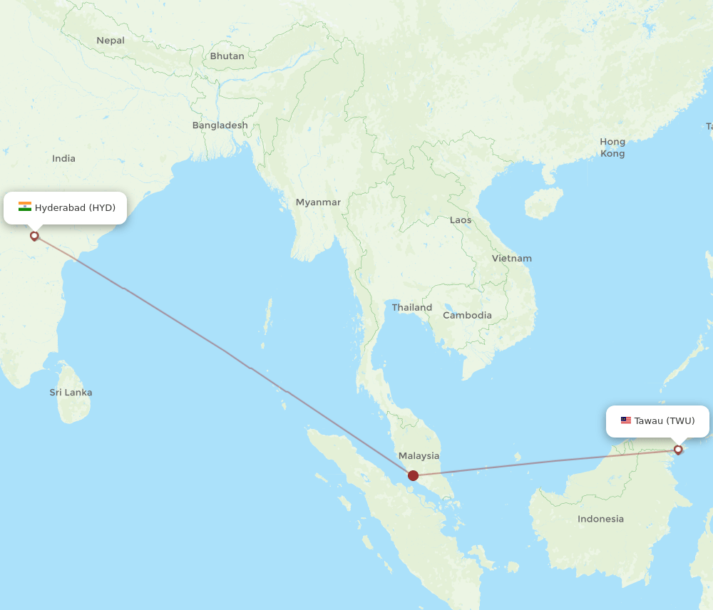 TWU-HYD flight routes