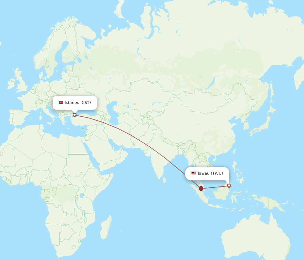 TWU-IST flight routes