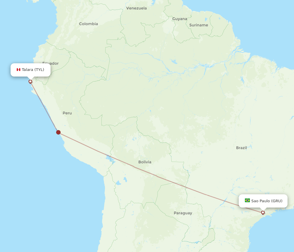 TYL-GRU flight routes