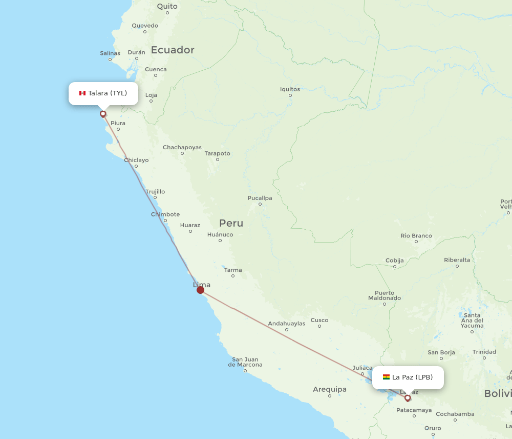 TYL to LPB flights and routes map
