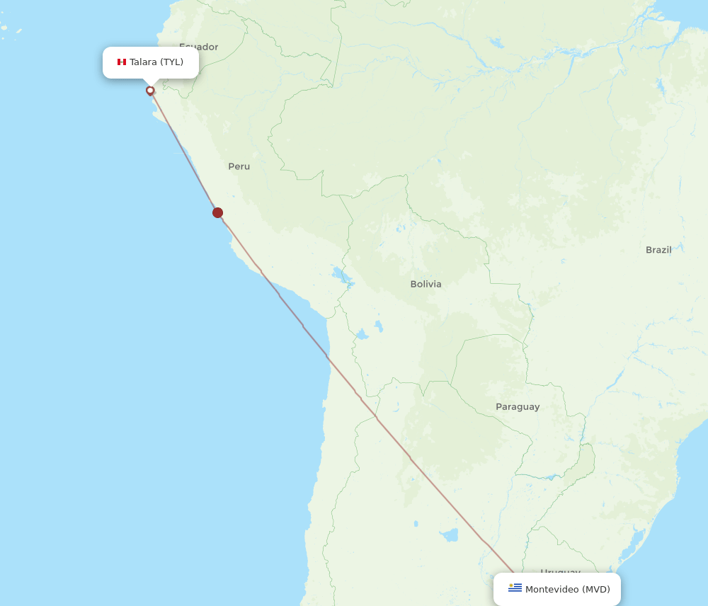 Talara - Montevideo route map and flight paths