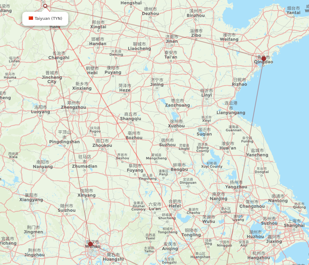 TYN to JUZ flights and routes map