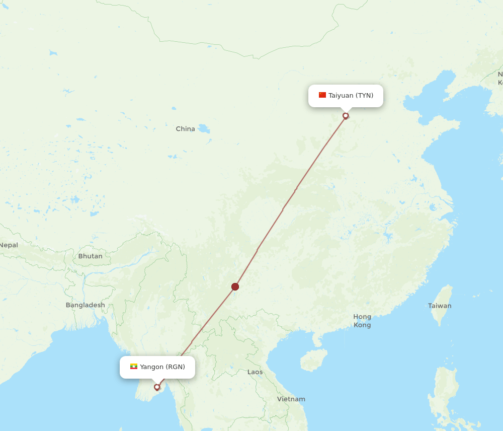 TYN-RGN flight routes