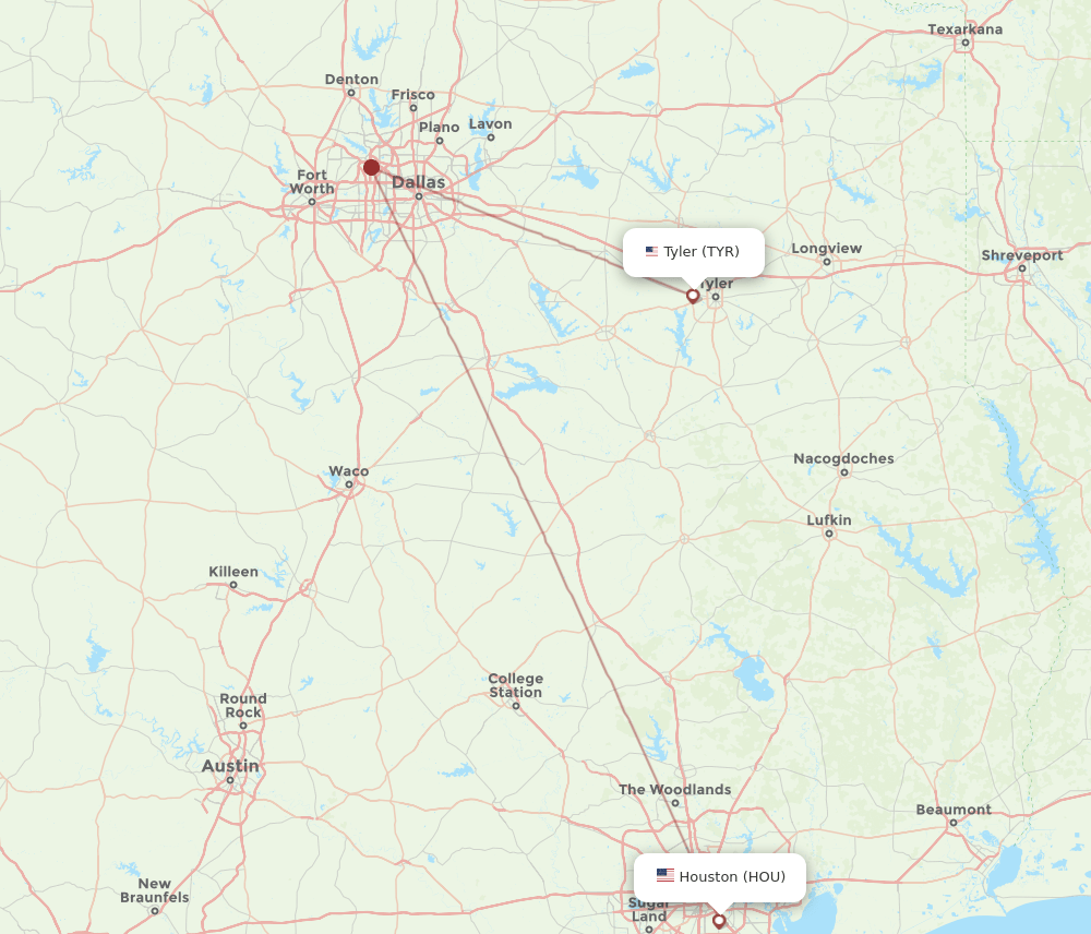 TYR-HOU flight routes