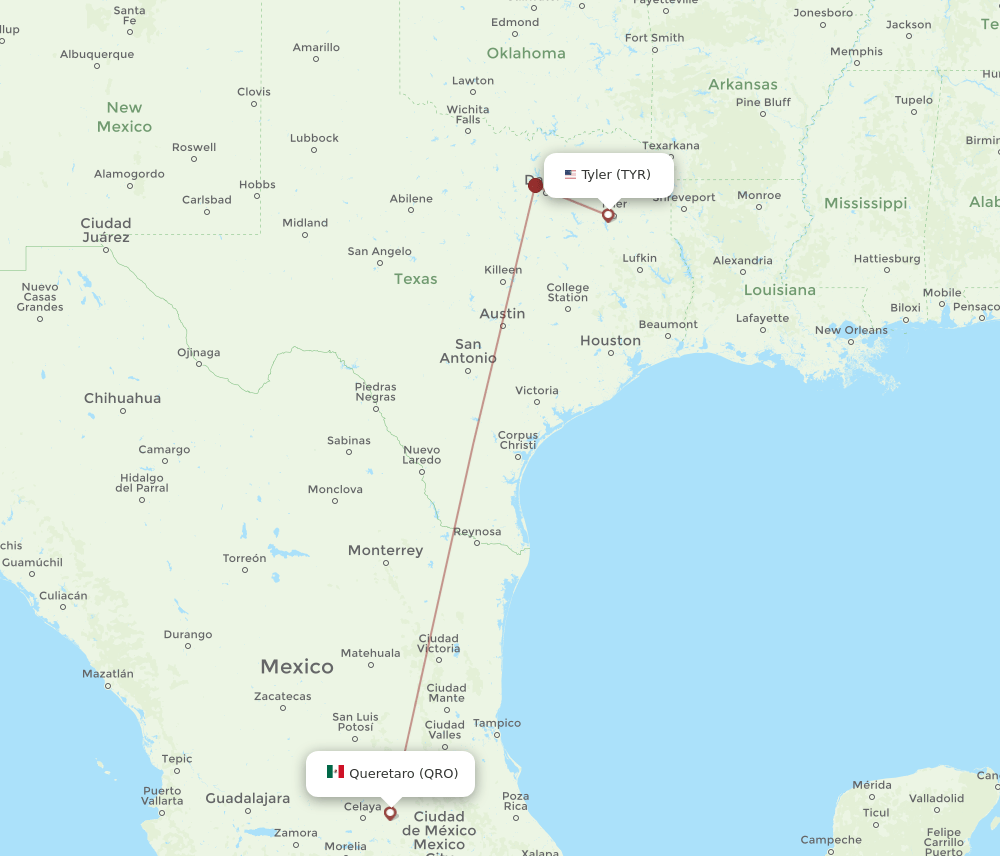 TYR to QRO flights and routes map