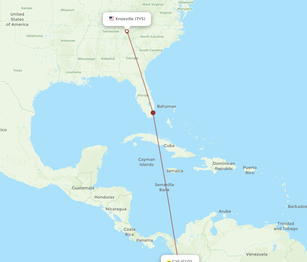TYS-CLO flight routes